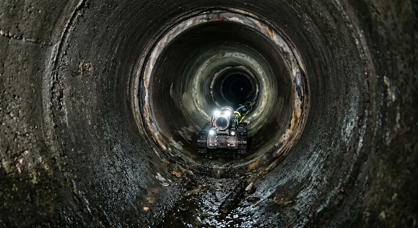 Robotic sewer camera inspecting pipe interior for Sewer Line Repair in Eastpointe